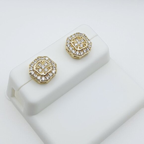 14K Gold Plated Cubic Zircon Earrings, INUS1BR319 - Picture 7 of 10